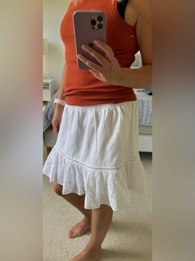 Madewell White Eyelet Ruffle A-Line Skirt